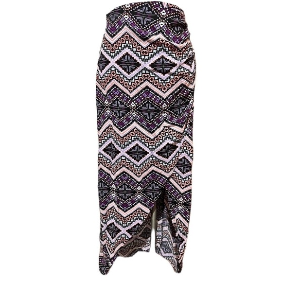 Express Faux Wrap Leg Slit Maxi Skirt Size Small 2000s Y2K - Picture 1 of 11